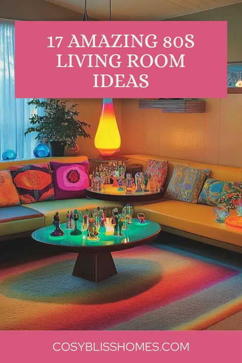 Are you ready to jazz up your living space with some ultra-cool 80s vibes? Dive into our list of 17 awesome ideas that will transform your living room into a retro masterpiece. Think vibrant neon colors, the iconic lava lamps, vintage electronics, and bold patterns that scream nostalgia. Get inspired to recreate that rad 80s atmosphere where your friends and family will want to hang out and unwind. Whether you're into eclectic designs or sleek retro pieces, there's something here for everyone. Let's make your living room totally tubular! 80s Living Room Decor, 80s Living Room, Apartment Ideas Living Room, Gorgeous Living Room, Bold Eclectic, Living Room Refresh, Lamps Vintage, Cozy Minimalist, Lava Lamps