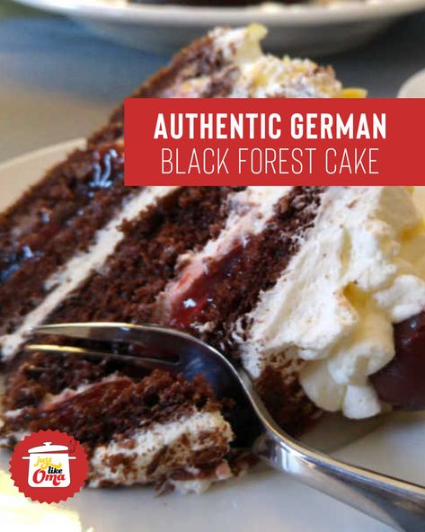 Authentic Black Forest Cake Recipe - German Schwarzwälder Kirschtorte Black Forest Torte, German Chocolate Cherry Cake, Black Forest Cake Recipe Easy, Black Forest Recipe, Black Forest Cake Recipe Traditional, Easy Black Forest Cake, German Dessert Recipes, German Black Forest Cake Recipe, Best Black Forest Cake Recipe