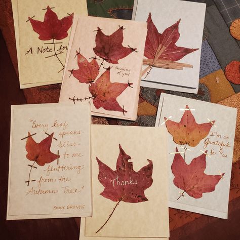 Fall Leaves Cards, Handmade Leaf-shaped Earrings For Gift, Fall Leaf Crafts Wax Paper, Diy Notecards, Leaf Cards Fall, Fall Handmade Cards Autumn Leaves, Fall Cards Handmade, Hobby Ideas, Real Leaves