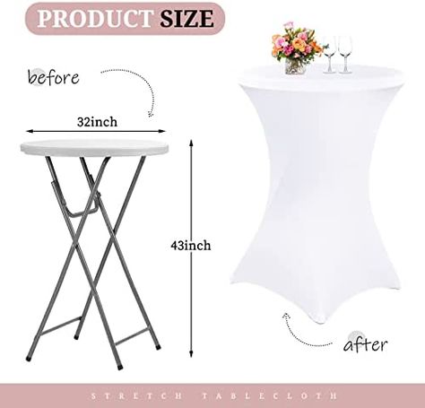 https://www.homepartyking.com/product/8-packs-cocktail-spandex-stretch-square-corners-tablecloth32-x-43-white-spandex-cocktail-round-table-covers-fitted-highboy-cocktail-table-cloth-for-bar-wedding-cocktail-party-banquet-table Wedding Cocktail Tables, White Spandex, Wedding Cocktail Party, Banquet Table, Bar Wedding, Round Table Covers, Bar Party, Party Bars, Wedding Cocktail