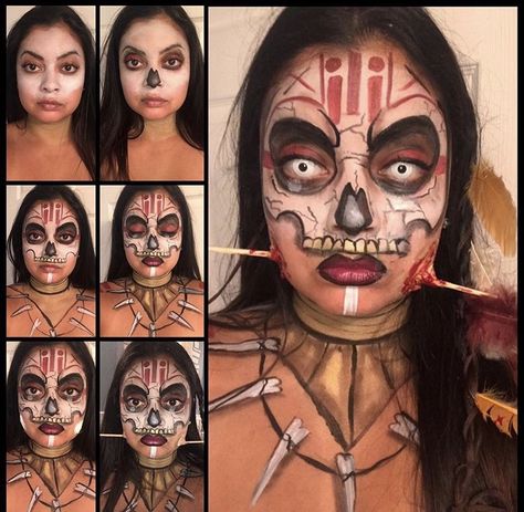 Follow my step-by-step guide to create a Voodoo Witch Doctor look using face paints and SFX Makeup. Follow @TheHauntedHallowqueen on Instagram for more special effect tutorials! Creep it real! Voodoo Priest Makeup, Voodoo Witch Makeup, Witch Doctor Makeup, Sfx Makeup Tutorial, Voodoo Witch Doctor, Voodoo Makeup, Voodoo Witch, Scar Wax, Skull Face Paint