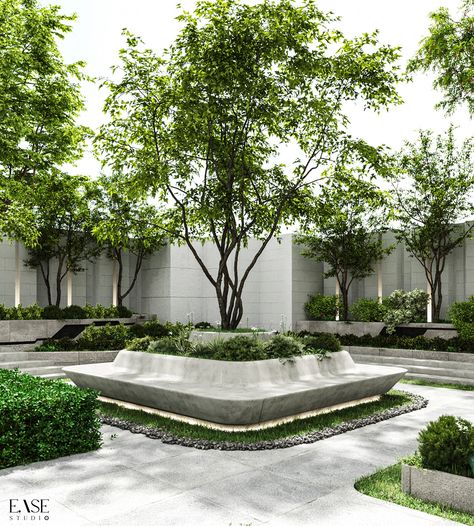 Villa Landscape Design on Behance Villa Landscape Design, Villa Landscape, Stone Wall Design, Luxury Landscaping, Lawn Design, Courtyard Design, House Arch Design, Landscape Elements, Architecture Landscape