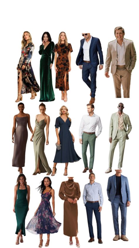 Earth Tone Wedding Guest Outfits Men, Semi Formal Earth Tone Outfit, Men’s Fall Wedding Guest Attire, Matching Couple Wedding Guest Outfits, Men’s Garden Cocktail Attire, Wedding Guest Color Dress Code Invite, Wedding Guest Guide, Semi Formal Dress Code, November Wedding Guest Outfits