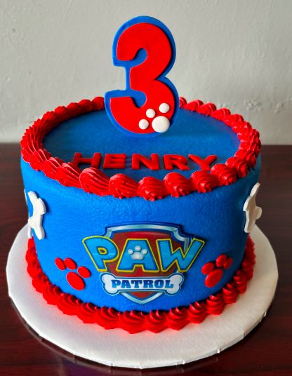 #red #blue #birthday #pawpatrol #boy #paw #bone #3 #patrol Blue Paw Patrol Cake, Paw Patrol Cake Simple, Simple Paw Patrol Cake, Paw Patrol Birthday Cake Boys, Paw Patrol Birthday Party Cake, Blue Birthday Cakes, Paw Patrol Birthday Cake, White Birthday Cakes, Paw Patrol Cake