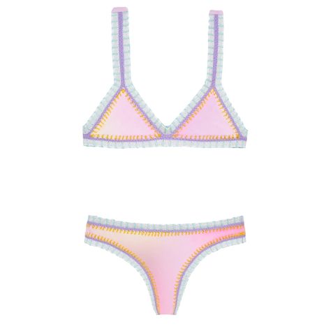 This PQ Kids bikini is positively breathtaking. Cool colorblocking and contrast stitching allow her to easily stand out every time she heads to the pool. Perfect for warm weather vacations, this stylish two-piece swimsuit is ready for sunny days. Cute Summer Bathing Suits, Preppy Bathing Suits, Preppy Bikinis, Pastel Swimsuit, Preppy Swimwear, Preppy Swimsuit, Candy Rainbow, Swimsuit Inspo, Summer Bathing Suits