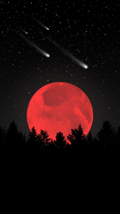 Best Wallpaper For Mobile, Cer Nocturn, Wallpaper Estetika, Aesthetic Space, Red Moon, The Night Sky, Cool Backgrounds, Moon Art, Computer Wallpaper