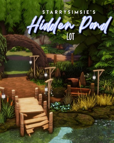 Heya everyone! I'm happy to share this hidden pond lot! This pack uses debug items as well as items from the following expansions: Get to Work and Island Living. This lot contains ZERO CC! Sims 4 Stories, The Sims 4 Pc, Fantasy Furniture, Sims 4 House Plans, Sims 4 House Building, Sims 4 Body Mods, Sims Building, Sims House Design, Sims Four