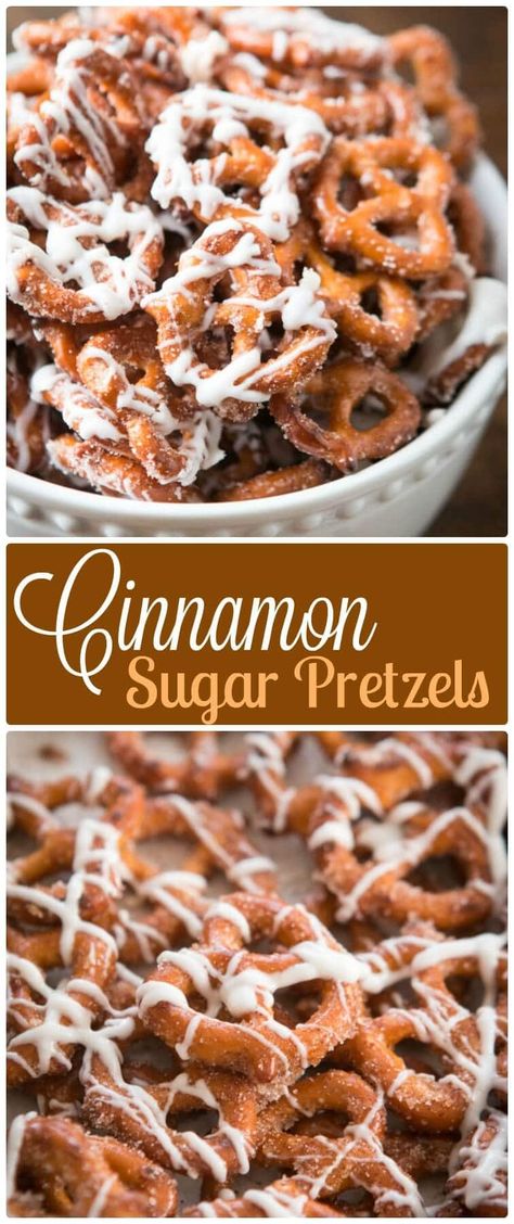 Party Pretzels, Cinnamon Sugar Pretzels, Fingerfood Party, Snack Mix Recipes, Think Food, Delicious Cake, Snacks Für Party, Snack Mix, Easy Dessert