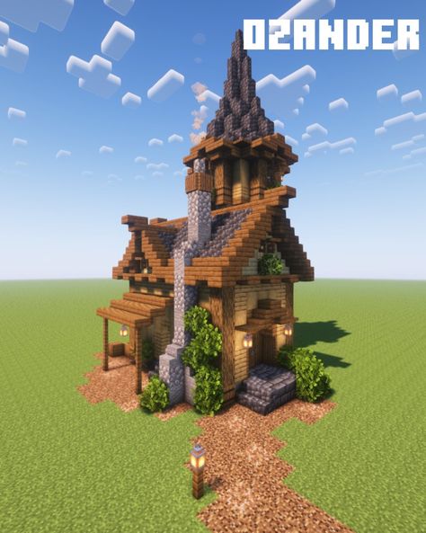 Minecraft starter oak spruce house with tower Starter House In Minecraft, House With Tower Minecraft, Minecraft Tower House Ideas, Tower Base Minecraft, Minecraft Survival Starter House, Minecraft Tower Simple, Minecraft Starter Houses Survival, Medieval Starter House Minecraft, Spruce Tower Minecraft