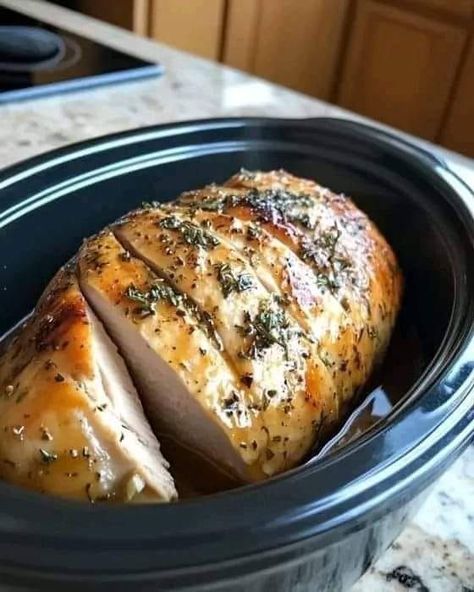 Giada De Laurentiis 🍗🍾 | Turkey the Amish way—so good you’ll wish Thanksgiving was every month | Facebook Turkey The Amish Way, Amish Turkey Breast, Cook’s Country Recipes, Thanksgiving Recipes Meat, Turkey Breast Recipes Crock Pot, Thanksgiving Meat Dishes, Crockpot Turkey Recipes, Amish Turkey, Turkey In Crockpot