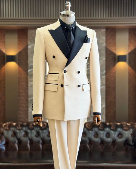 Coat Pant For Groom, Beige Groomsmen Suits, Double Breasted Suit Men, Beige Suit, Men Party, Beige Suits, Suit Men, Party Suits, Fashion Suits For Men