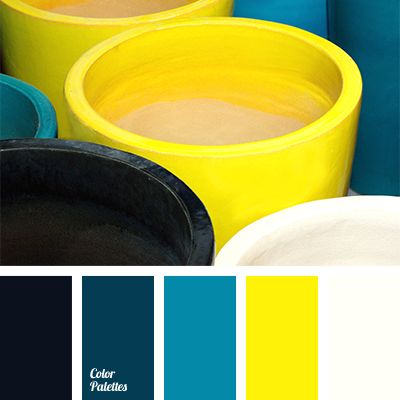 Bright yellow colour creates beautiful contrast in combination with blue-green colour of teals. This palette will look good in kitchen or living room, thes. Kitchen Palette, In Color Balance, Wall Living Room, Color Palette Yellow, Kitchen Wall Colors, Design Seeds, Color Balance, Living Room Bathroom, Colour Board