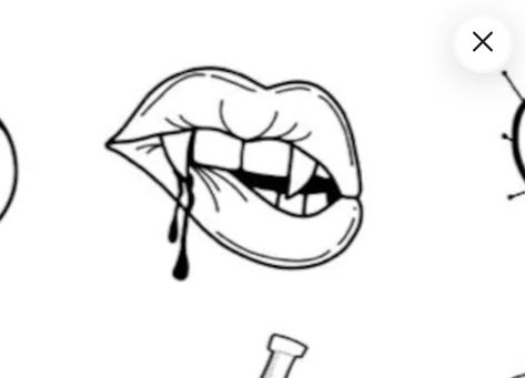 Knee Mouth Tattoo, Cute Vampire Tattoo Ideas, Fangs Tattoo, Vampire Lips Drawing, Fang Tattoo, Vampire Mouth Tattoo, Lips Drawing Vampire, Vampire Bite Tattoo, Lips With Fangs Tattoo