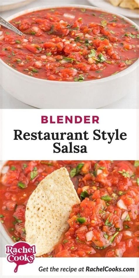 Ever go out to eat just for that irresistible salsa? You won't believe how easy it is to make restaurant style salsa at home. You'll find that this homemade salsa quickly becomes a staple in your fridge. This recipe comes together in a matter of minutes and is great on chips and so much more! The base of the salsa is canned tomatoes. You add fresh ingredients like garlic, onion, cilantro, and jalapeño peppers, and process it all in a food processor or blender. That's it! Fresh Salsa Recipe Homemade, Salsa With Canned Tomatoes, Watermelon Salsa Recipe, Restaurant Style Salsa Recipe, Canned Salsa Recipes, Blender Salsa, Tomato Salsa Recipe, Easy Homemade Salsa, Fresh Salsa Recipe