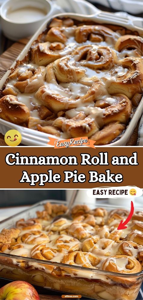 Combine the warmth of cinnamon rolls with the classic taste of apple pie in this delightful bake. It's a heavenly mix of sweet, spicy, and tart, making it a perfect treat for any dessert table. #DessertBake #CinnamonApple #SweetTreats Canned Apples And Cinnamon Rolls, Cinnamon Buns With Apple Pie Filling, Cinnamon Roll Apple Dessert, Apples With Cinnamon Rolls, Cinnamon Rolls With Apple Filling, Apple Pie Pull Apart Bread, Fresh Apples And Cinnamon Rolls, Apple Pie Cinnamon Rolls Pillsbury, Apple Pie Filling Cinnamon Rolls Pillsbury