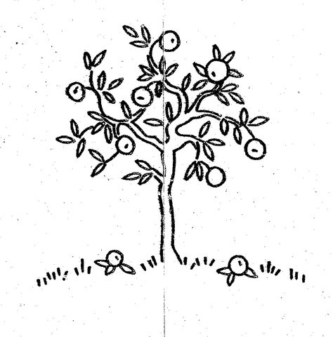 for personal use only - please do not sell Apple Tree Embroidery, Apple Orchard Tattoo, Fruit Tree Tattoo, Orchard Tattoo, Apple Tree Tattoo, Hand Embroidery Patterns Vintage, Apple Tree Drawing, Orchard Tree, Tree Doodle