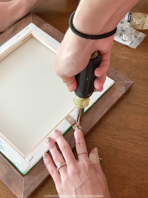 How To Frame a Canvas with a Normal Picture Frame | Love, Grace Framing Canvas Board, How To Make A Canvas Picture, Framing Material Wall Art, Frame For Canvas Art, Frame Canvas Print, How To Reframe A Picture, Frame Canvas Art, Diy Canvas Frame How To Make, Frame A Canvas Painting