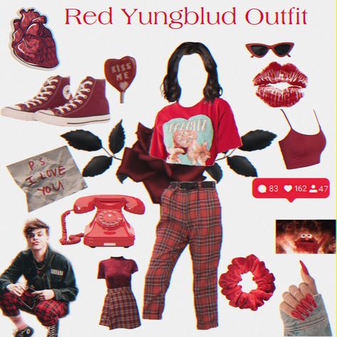 #YUNGBLUD #yungblud #yungbludaesthetic #redaesthetic #girlaesthetic Yungblud Aesthetic Outfits, Yungblud Inspired Outfits, Yungblud Concert Outfit Ideas, Yungblud Outfit Ideas, Yungblud Concert Outfit, Yungblud Outfits, Yungblud Concert, Yungblud Aesthetic, Clothes Collage