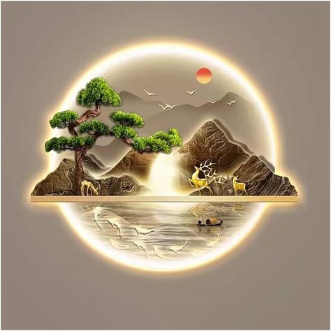 Amazon.com: 3D Wall Art Decor, Wall Sculptures Wall Hanging Art With Led Light, Wall Art Decorations Lamp, Oriental Decor Traditional Chinese Wall Hanging Painting ( Color : Multi-colored-B , Size : 60x50cm ) : Tools & Home Improvement New Decor Trends 2024, 3d Wall Painting Ideas Living Rooms, Led Light Wall Art, 3d Wall Art Decor, Creative Sculpture, 3d Wall Art Sculpture, Wall Hanging Painting, Led Light Wall, Wall Painting Living Room