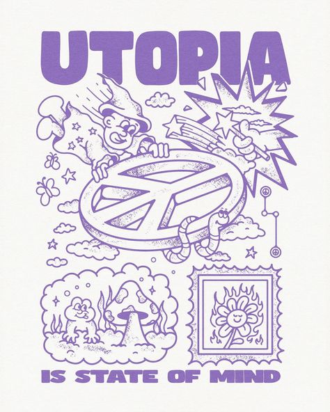 Utopia Logo Design, Text Illustration Design, Streetwear Graphic Design, Designs For Tshirts, Vector Art Illustration Graphics, Popcorn Day, Graphic Design Careers, Graphic Shirt Design, Tracy Mcgrady