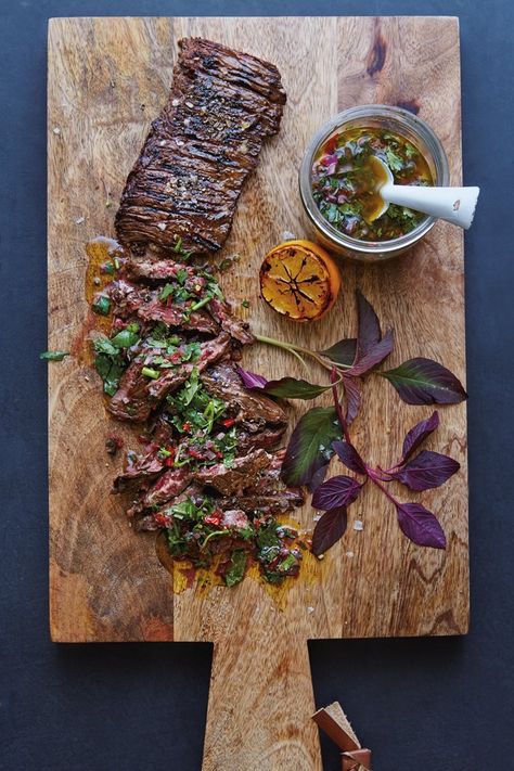 Grilled Skirt Steak with Chimichurri Recipe | Williams Sonoma Taste Skirt Steak Chimichurri, Chimichurri Recipe Steak, Skirt Steak With Chimichurri, Steak Chimichurri, Coffee Rubbed Steak, William Sonoma Recipes, Skirt Steak Marinade, Steak With Chimichurri, Marinated Skirt Steak