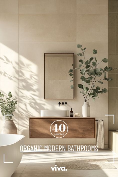 ♥ Are you dreaming of a serene bathroom retreat? Explore the beauty of this Organic Modern Bathroom featuring a stylish white vanity and natural elements. Perfect for those who love neutral and boho bathroom decor. Transform your master bath with this chic design! 🛁🌿 #MasterBathRemodel #BathroomInspiration #NeutralBathroom Bathroom Vanity Organic Modern, Organic Bathroom Design, Organic Modern Bathroom, Organic Bathroom, Bathroom Concepts, Serene Bathroom, Boho Bathroom Decor, Neutral Bathroom, White Wall Tiles