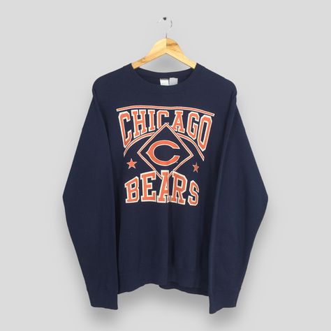 Vintage 90s Chicago Bears NFL Sweatshirt Large Chicago Bears Football Spell Out Crewneck Bears Football Sweater Chicago Da Bears Jumper L Size On Tag :- Size L Manual Measurement :- WIDTH (armpit to armpit) :- 23" inches LENGTH (shoulder to end of garment) :- 26.5" inches WEIGH :- 0.34 kg Condition :- Good Condition. No holes and no stains. - Colors Might Be Different Due To Lighting. - All items are VINTAGE which show some signs of wear and tear. FEDEX EXPRESS = 3-6 business day arrived Please provide your PHONE/CONTACT NUMBER for SHIPPING/DELIVERY purpose.  VERY IMPORTANT ‼ for safer and easier delivery processes. REF - Z-06022024-3869 Chicago Bears Sweatshirt, Chicago Bears Hoodie, Nfl Sweatshirt, Chicago Bears Football, Football Sweater, Bears Football, Football Sweatshirt, My Kind Of Love, Blue Sweatshirt