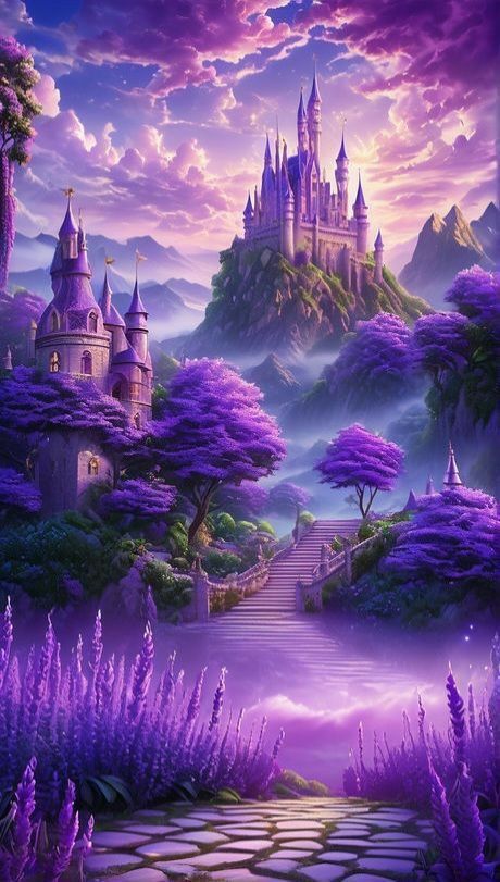 Purple Castle, Tree Of Life Painting, Batman Pictures, Castle Aesthetic, Magic Castle, Floor Wallpaper, Anime Backgrounds, Purple Reign, Anime Backgrounds Wallpapers