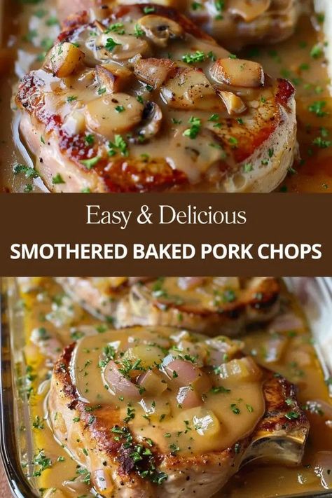 Smothered Baked Pork Chops Low Carb Pork Chop Recipes For Dinner, Oven Baked Smothered Pork Chops, Baked Smothered Pork Chops In Oven, Oven Smothered Pork Chops, Smothered Pork Chops In Oven, Smothered Baked Pork Chops, Pork Chop And Rice Casserole, Butterfly Pork Chop Recipes, Pork Chops In The Oven