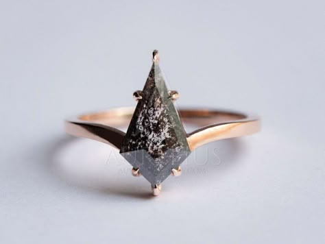 Kite Cut Engagement Ring, Kite Engagement Ring, Kite Ring, Kite Diamond, Pepper Diamond Engagement Ring, Stacked Wedding Bands, Engagement Ring Ideas, Agate Engagement Ring, Diamond Wedding Rings Sets