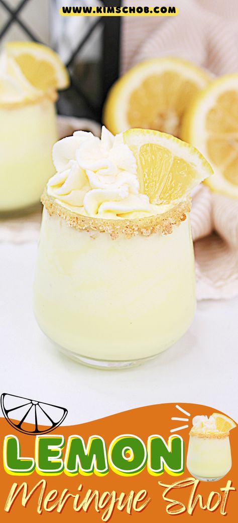 Lemon Meringue Pie Jello Shots, Lemon Meringue Pie Drink, Lemon Cocktail Pie, Lemon Meringue Pie Martini, Lemon Meringue Martini Recipe, Lemon Meringue Martini, Lemon Meringue Cocktail, Lemon Shots, Easy Drinks To Make