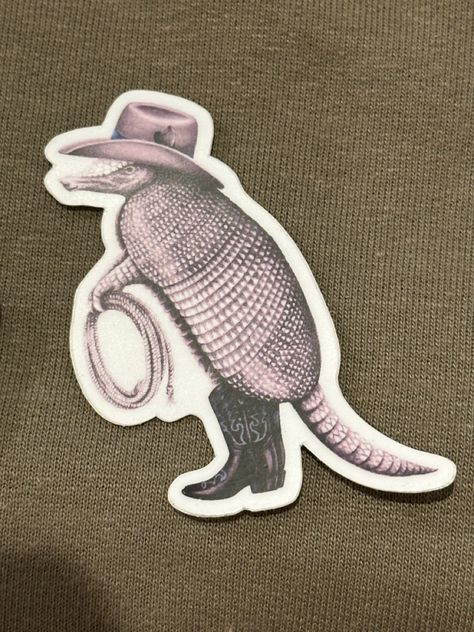 #armadillo #country #cowboy #cowboyhat #desert #stickers Armadillo Cowboy, Armadillo Tattoo, Desert Stickers, Cowboy Hat Tattoo, Witchy Tattoos, Magical Woodland, Country Cowboy, Guitar Tattoo, Western Chic