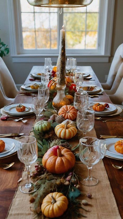 Discover stunning Thanksgiving tablescapes that showcase simple elegant and modern ideas From moody and vintage-inspired to natural and rustic themes find inspiration for your holiday feast setup Explore creative food presentations and elegant white round table settings that exude a rustic charm Thanksgiving Tablescapes Ideas, Thanksgiving Tablescapes Simple, Modern Thanksgiving Table Settings, Thanksgiving Table Setup, Modern Thanksgiving Table, Tablescapes Simple, Round Table Settings, White Round Table, Thanksgiving Table Ideas