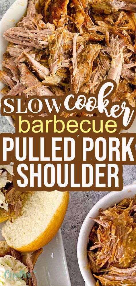 Slow cooker BBQ pork shoulder is your go-to recipe if you crave the taste of tender, slow-cooked pulled pork without the hassle of monitoring a smoker or grill. With just a few simple ingredients and your trusty crockpot, you can whip up a delicious and satisfying meal that will make your taste buds dance. Pork Shoulder Bbq Crockpot, Pork Barbecue Crock Pot, Pork Shoulder Crockpot Recipes, Pork Shoulder Recipes Slow Cooker, Slow Cook Pork Shoulder, Slow Cooker Pulled Pork Bbq, Pork Shoulder Slow Cooker, Pulled Pork Slow Cooker, Bbq Pork Shoulder