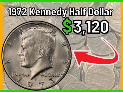 1972 Kennedy Half Dollar Value and Price Chart How To Clean Coins, Rare Coin Values, Old Pennies Worth Money, Old Coins Value, Coin Dealers, Half Dollar Coin, Old Coins Worth Money, Rare Coins Worth Money, American Coins