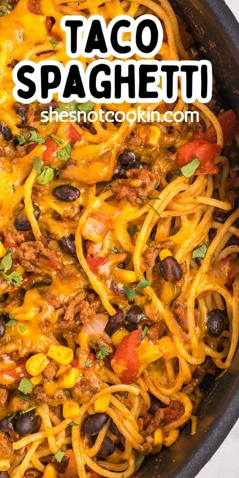 Taco Spaghetti Recipe, Recipe With Ground Beef, Dinner Sandwich, Taco Spaghetti, Taco Meat Recipes, Beef Ground, Spaghetti Recipe, Beef Casserole Recipes, Easy Taco