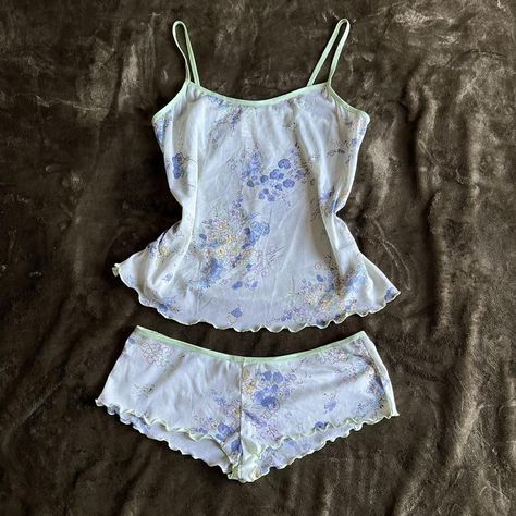 Coquette dainty sheer sleep set. Cami top and... - Depop Sleep Clothes, Sleep Set, Cami Tops, Pajamas, Floral Prints, Dress Up, Wardrobe, My Style, How To Wear