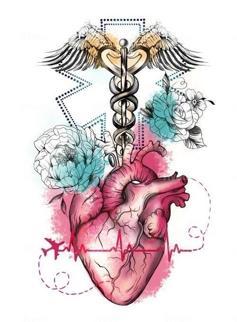 Own Tattoo Design, Healthcare Tattoo, Ink Tattoo Design, Yuumei Art, Ems Tattoos, Medical Artwork, Anatomical Heart Art, Red Tattoo Ideas, Doctor Tattoo