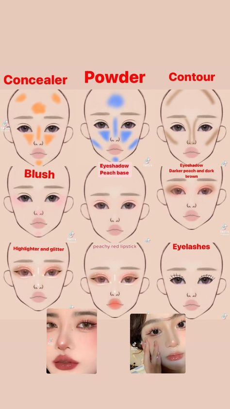 Makeup Application Guide #makeup #facemask #face #female #body #beauty Asian Makeup Tutorials, Membentuk Alis, Mekap Mata, Simple Makeup Tips, Doll Eye Makeup, Makeup Face Charts, Korean Eye Makeup, Beauty Makeup Tutorial, Makeup Artist Tips