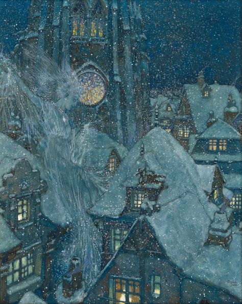 EDMUND DULAC (1882 1953) The Snow Queen [HANS CHRISTIAN ANDE Hans Andersen, Edmund Dulac, Andersen's Fairy Tales, The Snow Queen, Wallpaper Winter, Hans Christian, Fairytale Art, Whimsical Illustration, Snow Queen