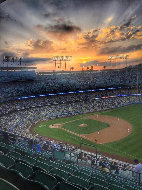 In Dodger heaven! Los Angeles Dodgers Stadium, Baseball Painting, Let's Go Dodgers, Dodgers Nation, La Dodgers Baseball, Baseball Tips, Dodgers Girl, Baseball Bag, Baseball Park