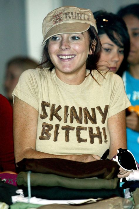 Lindsay Lohan  When Celebrity T-Shirts Do The Talking: Celebrity Slogan T-shirts | Glamour UK 2000s Pop Culture, Ali Larter, Early 2000s Fashion, Glamour Uk, Slogan Shirts, 2000s Aesthetic, Slogan Tshirt, Rachel Mcadams, 2000s Fashion Outfits