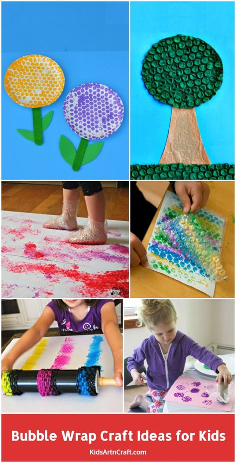 Bubble Wrap Craft Ideas for Kids Kids Painting Activities, Bubble Wrap Crafts, Bubble Sheet, Sheet Painting, Autumn Leaves Craft, Christmas Wreath Craft, Jellyfish Craft, Bubble Painting, Sensory Activities Toddlers