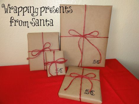 How To Wrap Gifts From Santa, Santa Wrapped Presents, Presents From Santa Wrapping, Santa Presents Wrapping, Santa Wrapping Ideas For Kids, Santa Wrapping Ideas, Presents From Santa, Santa Package, Santa Wrapping