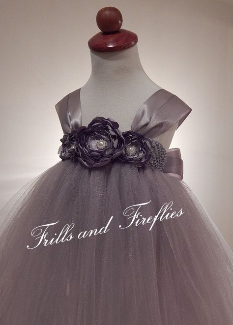 Flower+Girl+Dress+in+Gray/grey+with+Satin+by+FrillsandFireflies,+$55.00