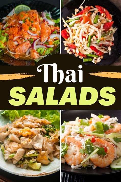 Put down the Ranch dressing and step away from the Caesar because these bright and fresh Thai salads are sure to become your new family faves. Thai Dressing Salad, Thai Spaghetti Salad, Thai Salad Dressings, Asian Salads, Thai Salad Recipes, Thai Beef Salad, Thai Salad, Spaghetti Salad, Thai Beef