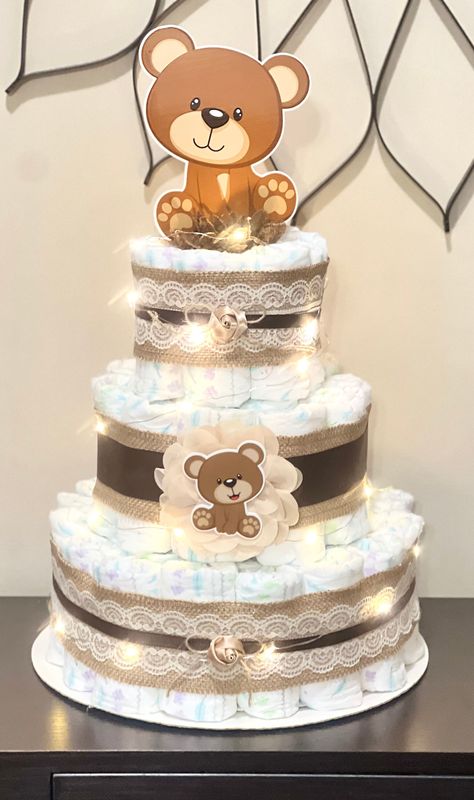 Teddy Bear Diaper Cake, Baby Shower Table Centerpiece, Baby Cha, Bear Diaper Cake, Teddy Bear Centerpieces, Teddy Bear Baby Shower Theme, Baby Shower Table Centerpieces, Bear Baby Shower Theme