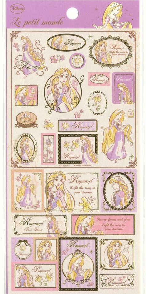 Journal Materials, Kamio Japan, Rapunzel And Eugene, Disney Princess Rapunzel, Disney Cartoon Characters, Stickers Sheet, Scrapbook Book, Disney Rapunzel, Pen Pal