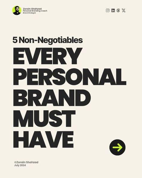 You think you're building a Personal Brand. But if your personal brand lacks any of these concepts, then I'm afraid your in the direction. These are the 5 Non-negotiables that your personal brand must have. 1. Having Clarity about your goals and current situation. 2. Knowing about the people your brand aims to serve. 3. Being aware about your brand personality. 4. Crystal clear brand positioning. 5. Knowing where and when to show up. And if you need help with your personal brand. DM ... Seeking Validation On Social Media, Taking Social Security At 62, Brand Positioning, Brand Personality, Building A Personal Brand, Branding Coach, Brand Strategist, I'm Afraid, Personal Brand