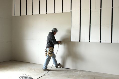 Installing Drywall | InSoFast Continuous Insulation Panels Alternatives To Drywall, Drywall Mud, Cinder Block Walls, Wall Nails, Drywall Installation, Diy Dresser Makeover, Drywall Repair, Diy Accent Wall, Foam Panels